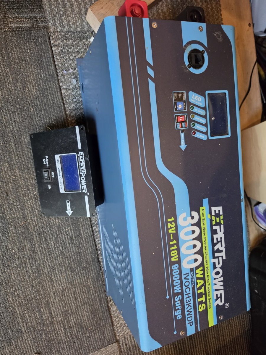ExpertPower IVOCH3KWDP 3000W Pure Sine Wave Inverter Charger 12V, Auto Transfer Switch, w/ Remote (Used, Works, Screen Readout Dead), image 2