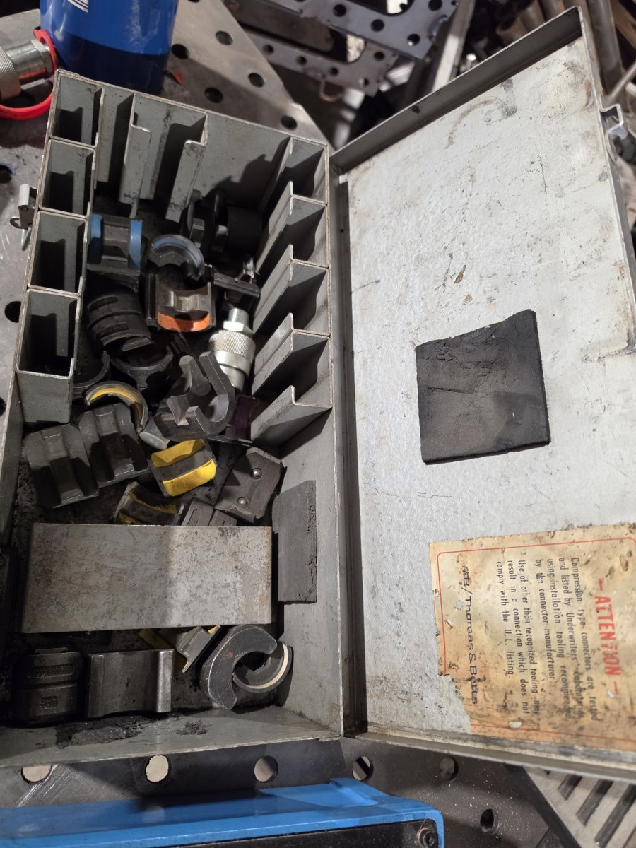 Thomas & Betts TBM-15PF 15-Ton Hydraulic Crimper Head Kit w/ Dies, Case & Air/Hydraulic Foot Pump (Used), image 7