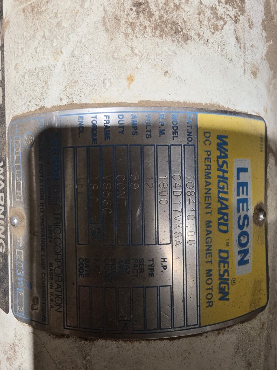 Leeson 108410 12V DC 1/2 HP Washguard Motor + Triplex Pump, Fire Truck Foam Injector (Used, Worked When Removed), image 2