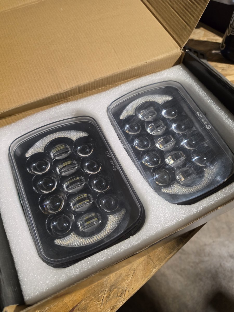 7x6 / 5x7 LED Projector Headlights w/ Halo DRL/Turn, Black, Pair (Used, Worked When Removed), image 2