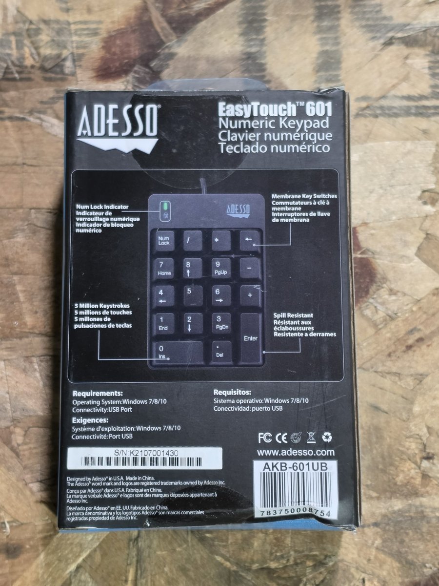 Adesso EasyTouch 601 USB Numeric Keypad AKB-601UB (New in Box), image 2