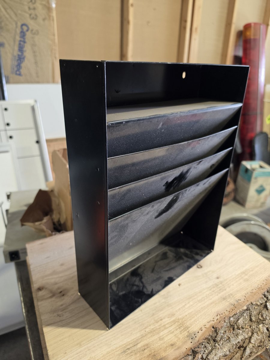 Vintage Hunt Lit-Ning Black Steel Wall File Organizer, 4 Pocket + Top Shelf (Used), image 2