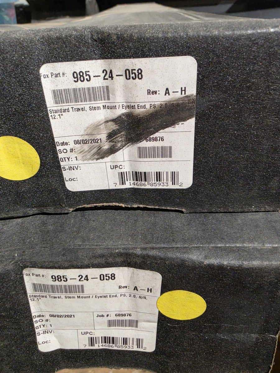 FOX 985-24-058 2.0 Performance Series 12.1" Remote Reservoir Shock, Stem Mount/Eyelet (New in Box)
